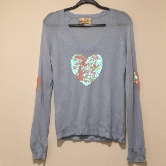 Wildfox ‘Happy Hearts’ Baby Pink Sequin Sweater - Picture 3 of 10